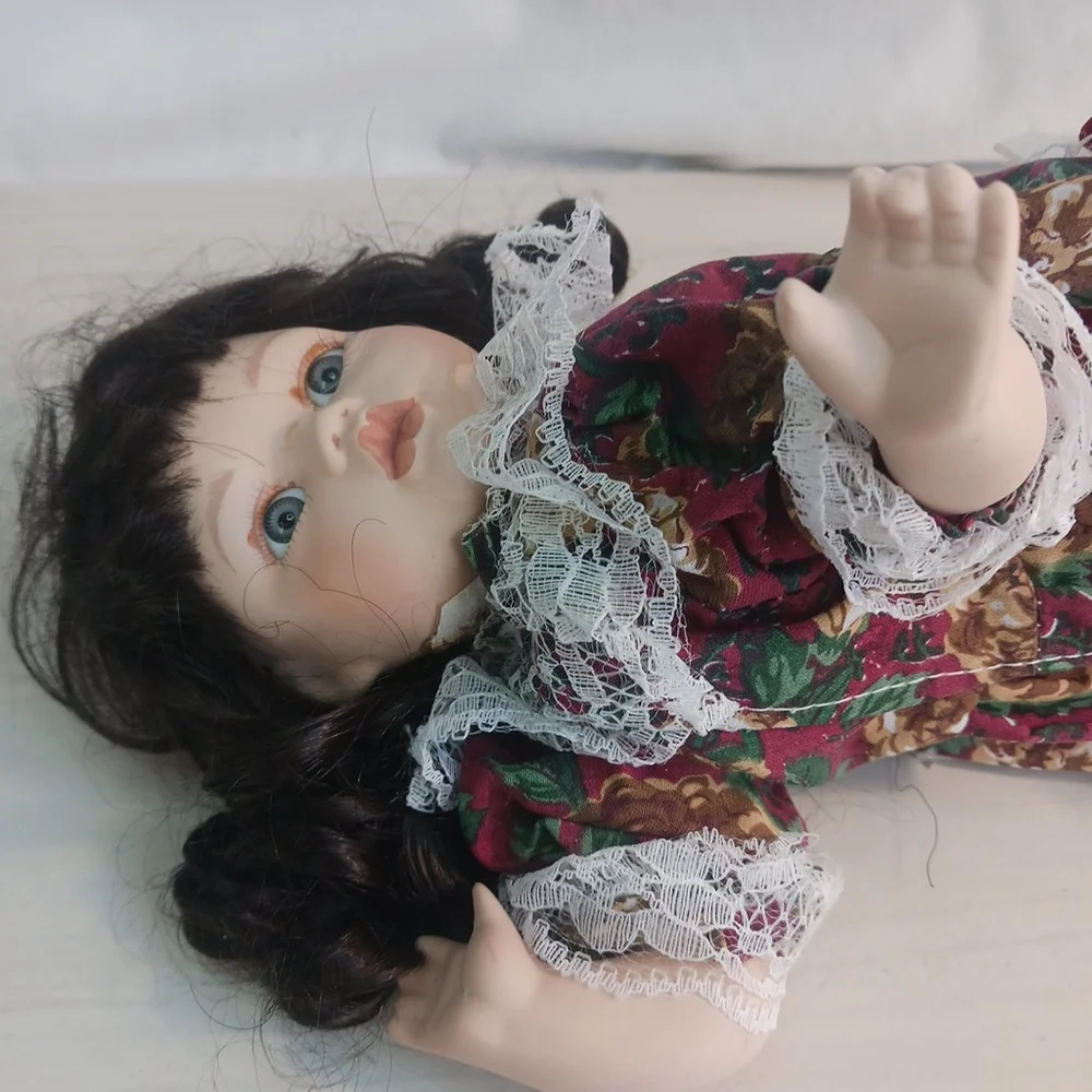 Classical Treasures Brunette Baby Doll Angel Outfit Porcelain